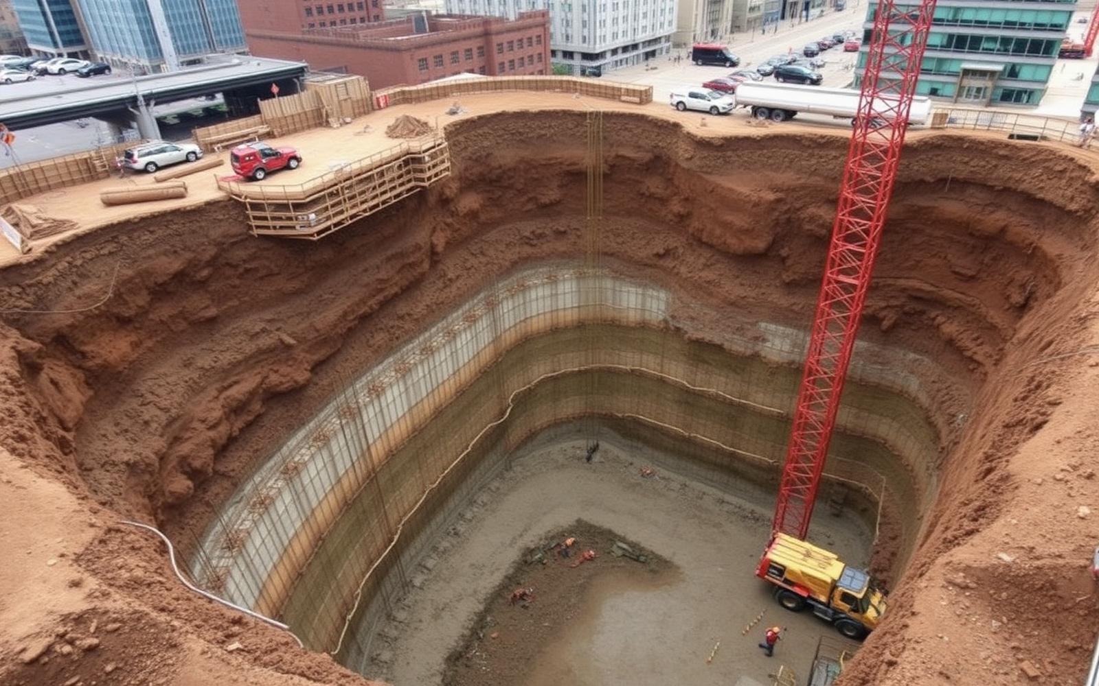 Deep excavation and shoring for a downtown Calgary tower foundation